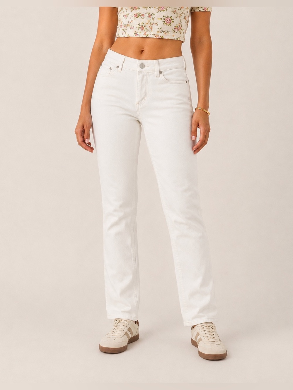 Ann Taylor Curvy Fit Women’s White Stretch Straight Leg Jeans Size 4T Tall